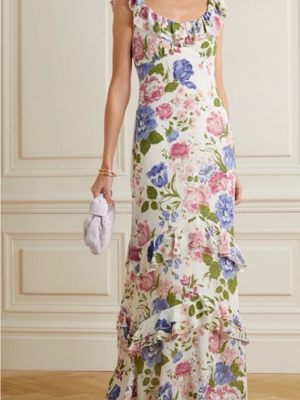Reformation Tripoli Floral Ruffle Maxi Dress Size 2